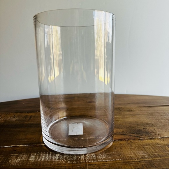 8" Clear Contemporary Hand Blown Glass Cylinder New